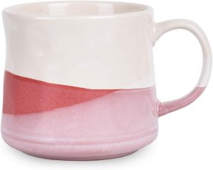 Large Stoneware Coffee Mug, Big Tea Cup for Office and Home, 21 Oz, Dishwasher and Microwave Safe, 1 PCS (Geometry-Red)