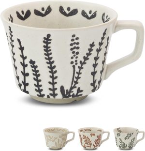 Ceramic Coffee Mug, 12 oz Novelty Unique Teacup with Large Handle, Stoneware Cup for Tea Mocha Latte Cappuccino Espresso (1 Pack, Grass)