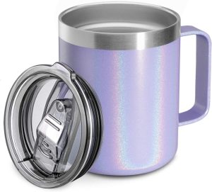 12oz Stainless Steel Insulated Coffee Mug with Handle, Double Wall Vacuum Travel Mug, Tumbler Cup with Sliding Lid,