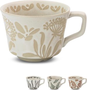 Ceramic Coffee Mug, 12 oz Novelty Unique Teacup with Large Handle, Stoneware Cup for Tea Mocha Latte Cappuccino Espresso (1 Pack, Butterfly)