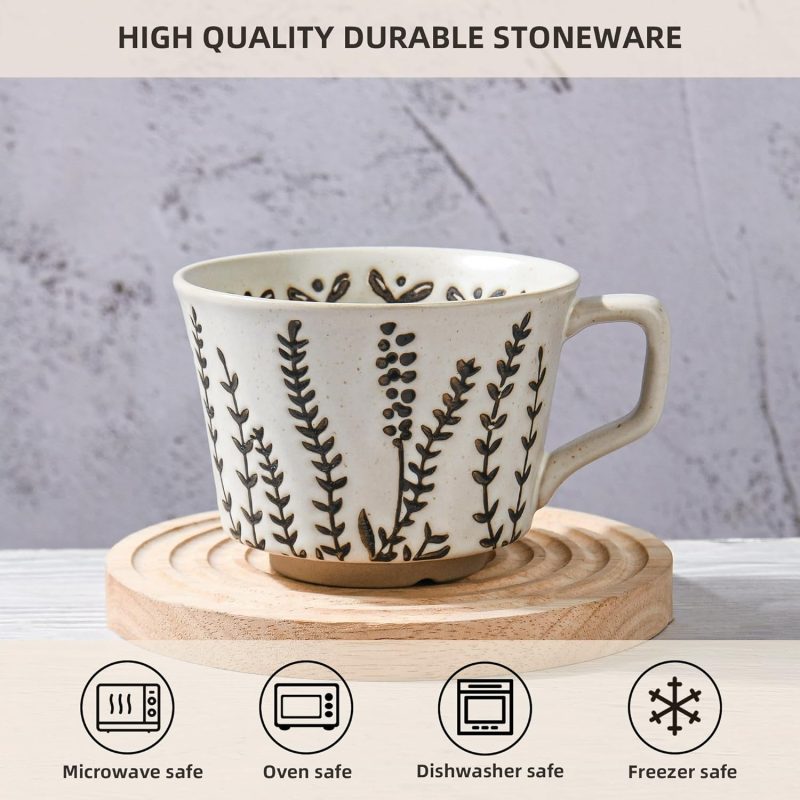 Ceramic Coffee Mug, 12 oz Novelty Unique Teacup with Large Handle, Stoneware Cup for Tea Mocha Latte Cappuccino Espresso (1 Pack, Grass) - Image 2