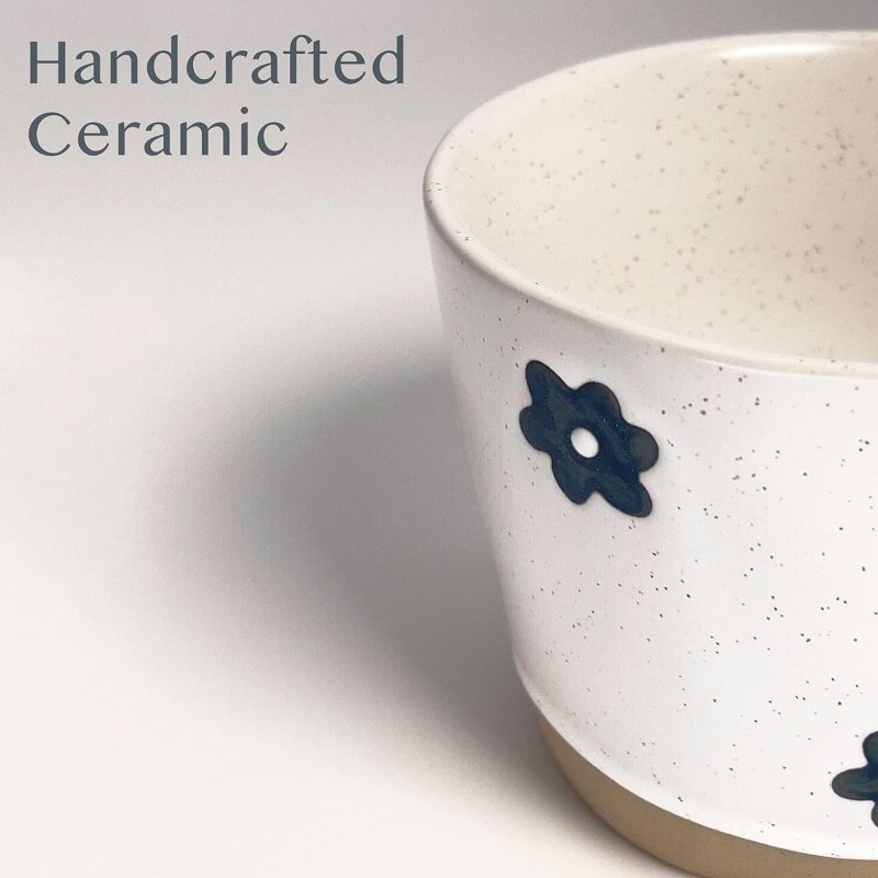 Ceramic Coffee Mug (12 Oz), Best for Latte, Cappuccino, Tea &... Artsy Mug, Hand Made Style, Best For gift. Double Wall Ceramic and Clay Fusion. (Flower) - Image 2