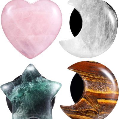 Aromatherapy Stone Car Vent Clips 4Pcs Natural Crystal Air Fresheners Decorative Car Interior Accessories with Moon Heart Star Shapes